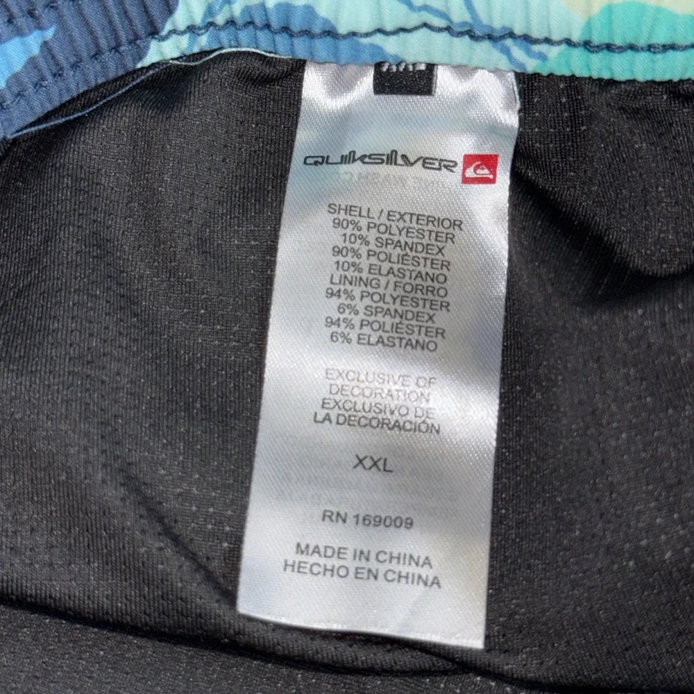 Quiksilver Mens Swim Trunks XXL Navy Blue Tropical Palm Print Board Shorts NEW
